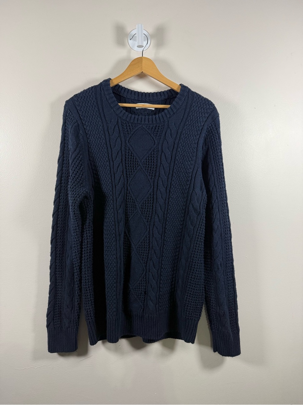 Sonoma Navy Cable-Knit Crewneck Sweater
